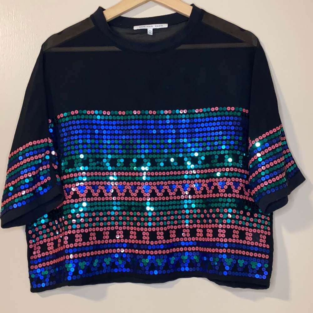 Black Sequined Crop Top